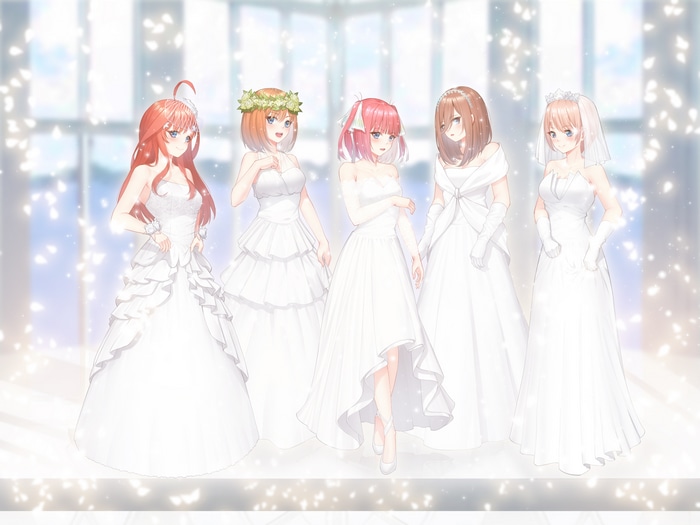The Quintessential Quintuplets in Wedding Dresses