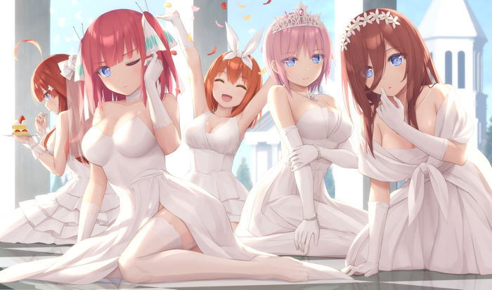 The Quintessential Quintuplets in Wedding Dresses