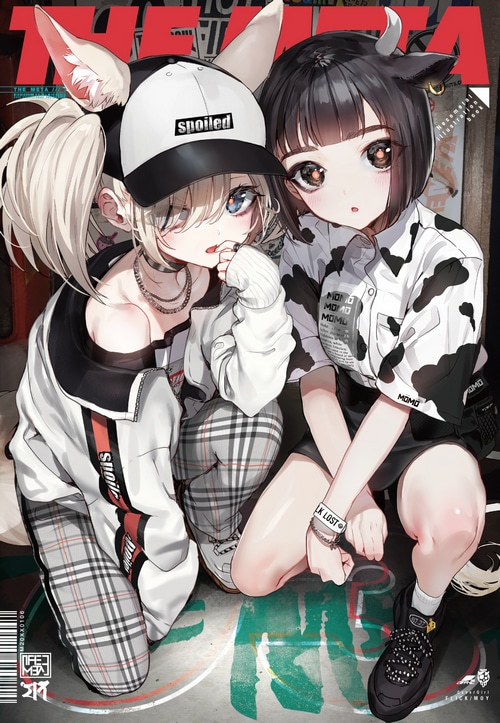 Nekometaru illustration book cover with two girls