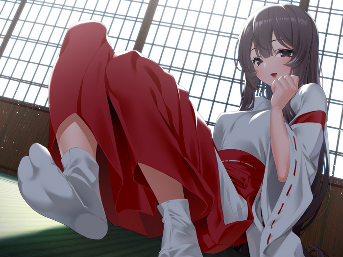 Girl in Kimono Wearing Tabi Socks