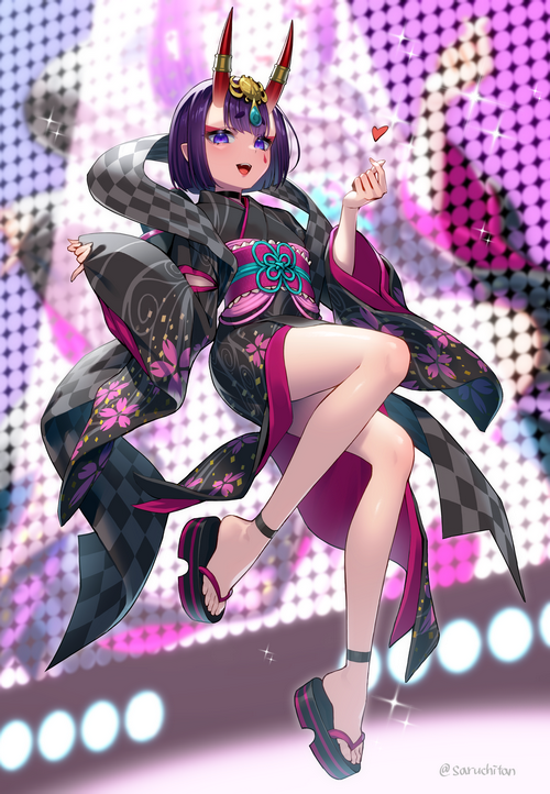 Shuten Douji in a Kimono with Horns