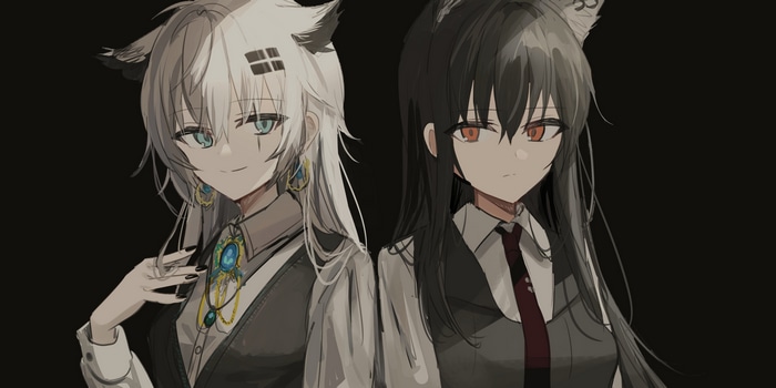 Arknights fan art of Lappland and Texas