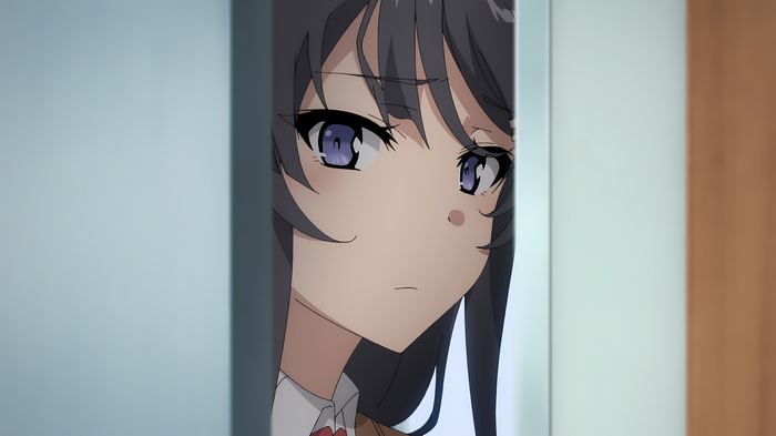 Sakurajima Mai Peeking Through Doorway