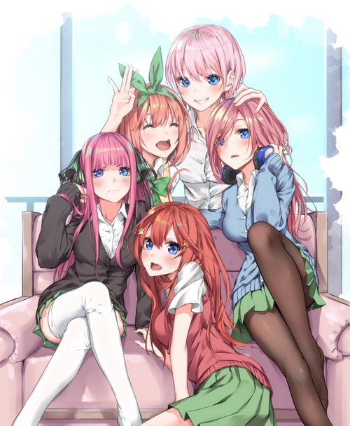 anime girls 5-toubun no Hanayome twins brunette Nakano
