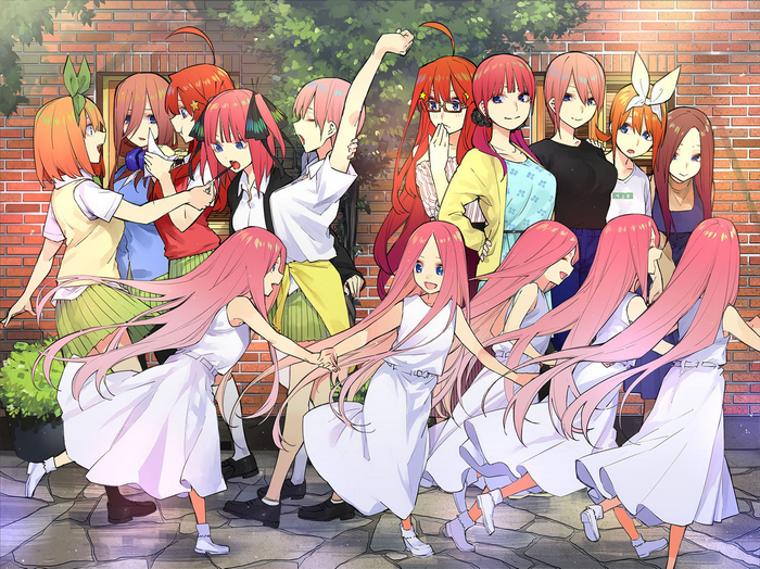 The Quintessential Quintuplets fan art with five sisters dancing