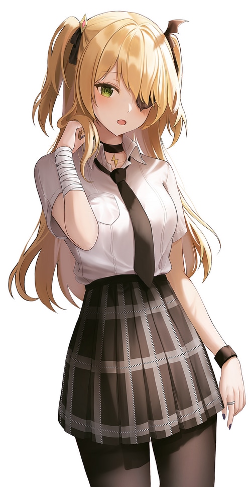 Fischl from Genshin Impact in a school uniform