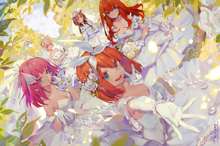 The Quintessential Quintuplets in Wedding Dresses