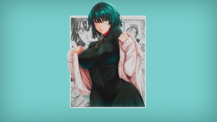 Fubuki from One-Punch Man in a black dress