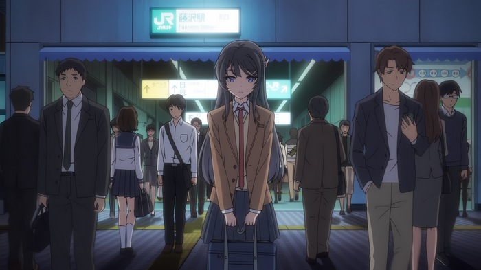 4K Anime Screenshot: Sakurajima Mai at Fujisawa Station