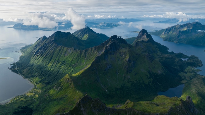 4K Lofoten Norway Mountains and Fjord Landscape