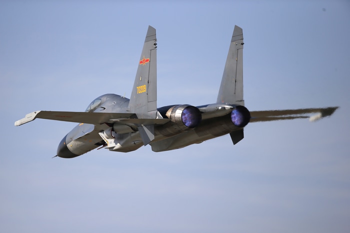 4K PLAAF J-16 fighter jet in flight