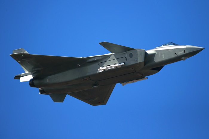 4K Chengdu J-20 military aircraft in flight