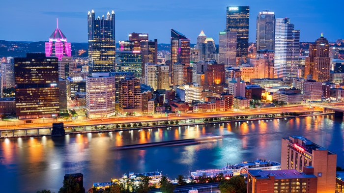 Pittsburgh Skyline and River at Dusk