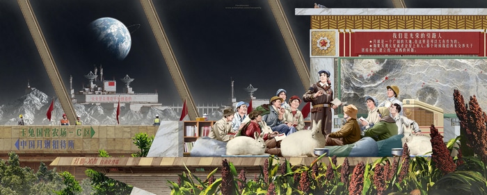 Fan Wennan's science fiction scene with rabbits