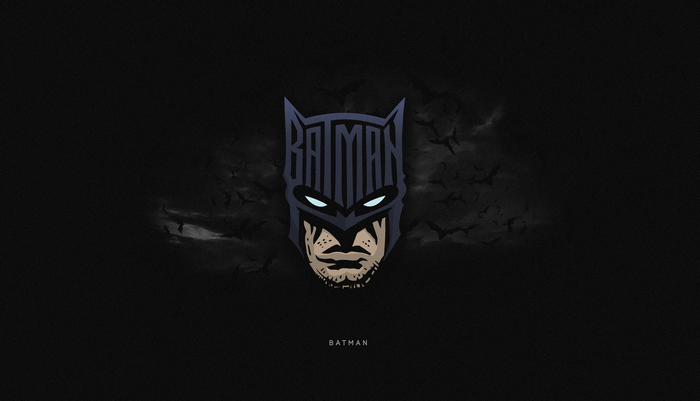 Batman logo with bats and clouds