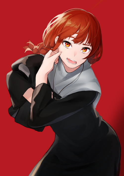Anime girl with red hair and red eyes