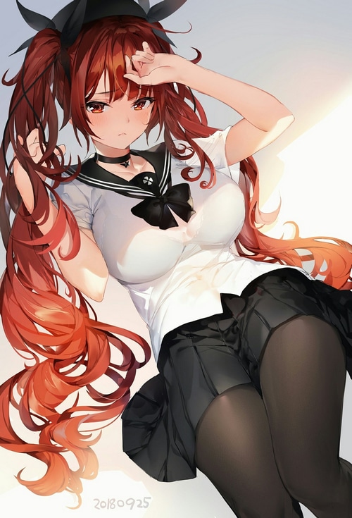 Azur Lane Honolulu in a school uniform