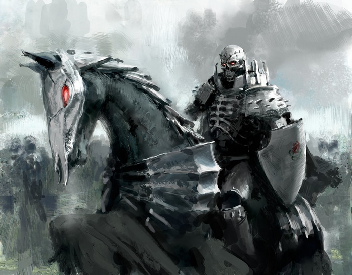 Berserk fan art of a skeletal knight on a horse
