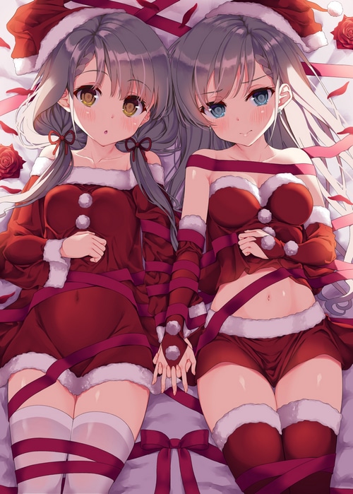 Hisakawa Hayate and Nagi in Christmas Outfits