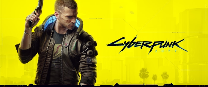 Cyberpunk 2077 Game Poster with Character Holding Weapon