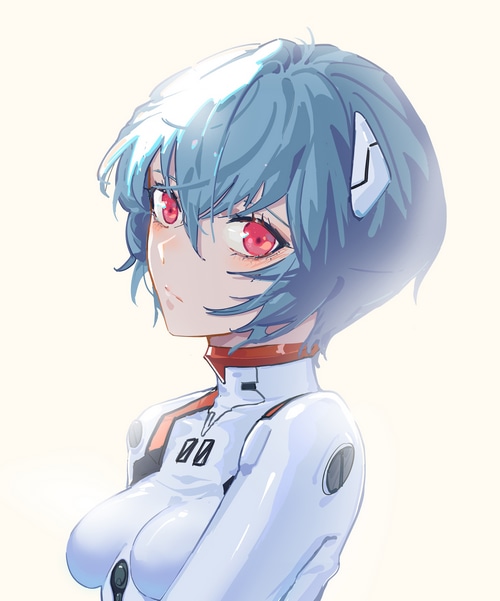 Ayanami Rei in a white bodysuit from Neon Genesis Evangelion
