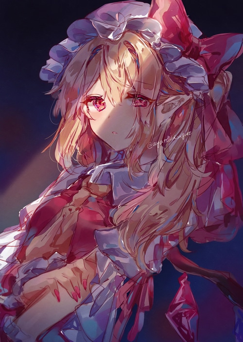 Flandre Scarlet with blonde hair and red eyes