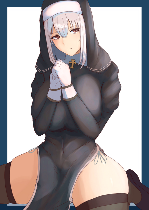 Fan art of a nun in a revealing outfit