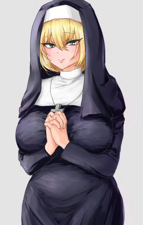 Fan art of a blonde nun in a habit