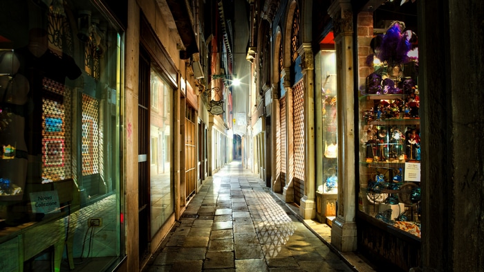 Venice alley with shops by Trey Ratcliff