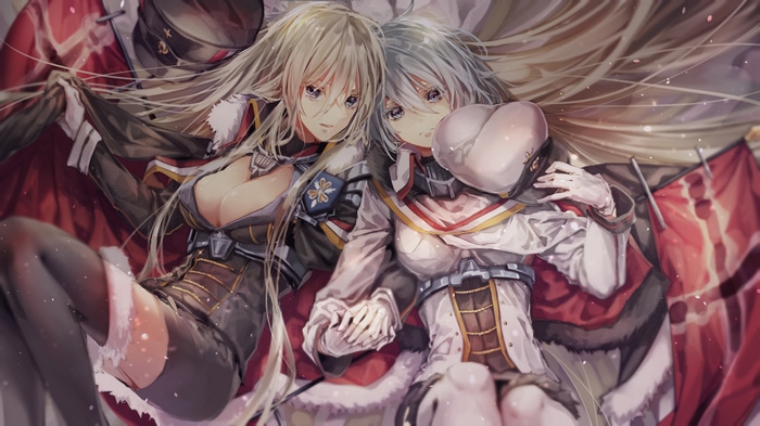 4K Azur Lane fan art of Tirpitz and Bismarck