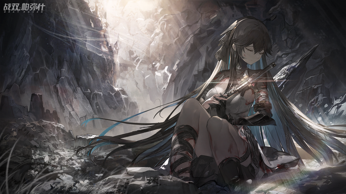 Punishing: Gray Raven anime girl with sword in cave