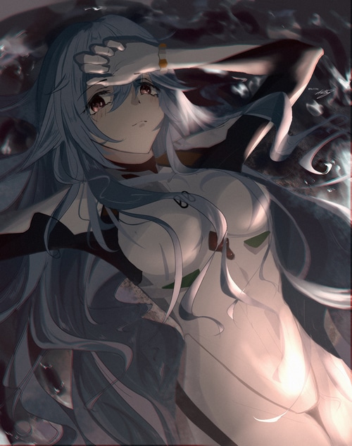 Ayanami Rei in a white bodysuit from Evangelion