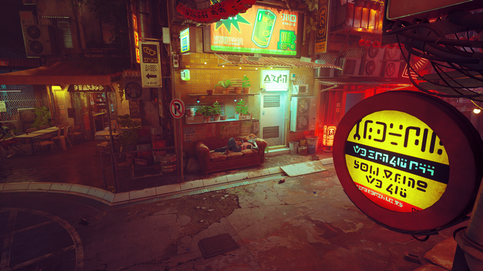 Stray 4K Cyberpunk Alleyway