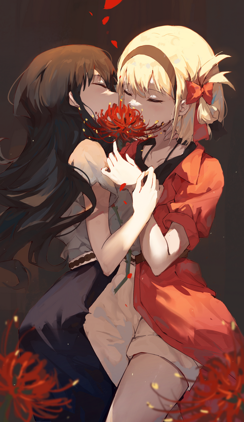 Lycoris Recoil's Chisato and Takina with Spider Lilies