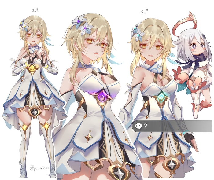 Lumine and Paimon from Genshin Impact