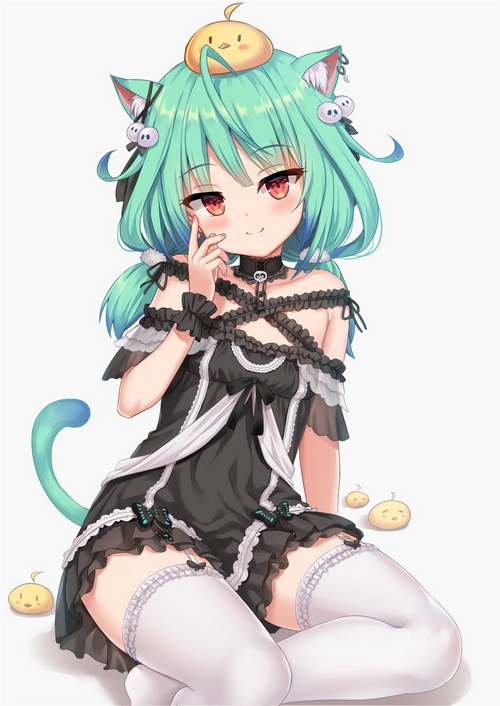 Uruha Rushia Cat Girl with Pumpkin Accessory