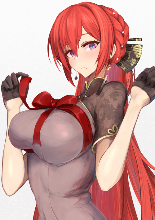Azur Lane Monarch fan art with red ribbon