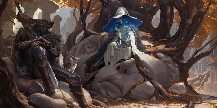 Ranni and Blaidd from Elden Ring in a forest