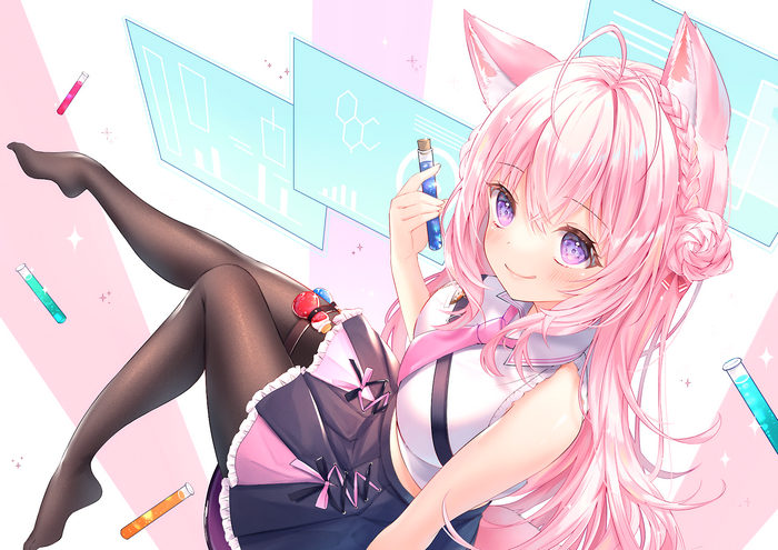 Hakui Koyori from Hololive holding a test tube