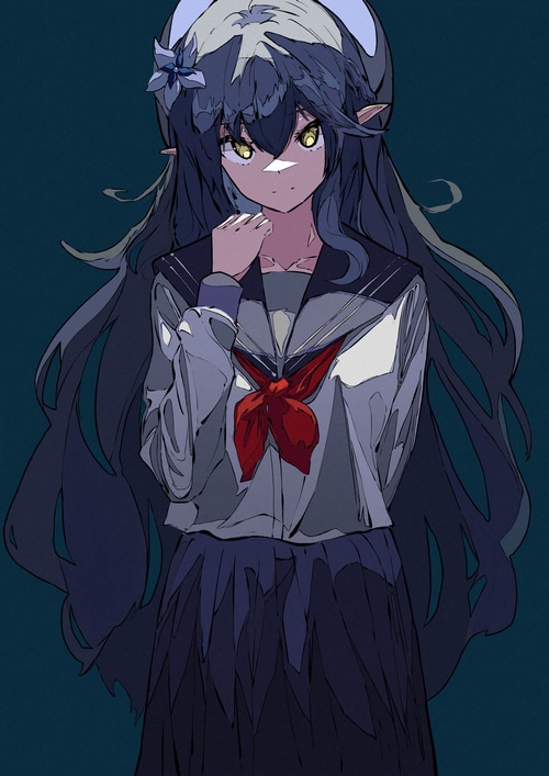 SARASA Schoolgirl with Yellow Eyes and Horns