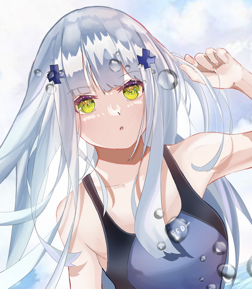 HK416 in a swimsuit with water bubbles