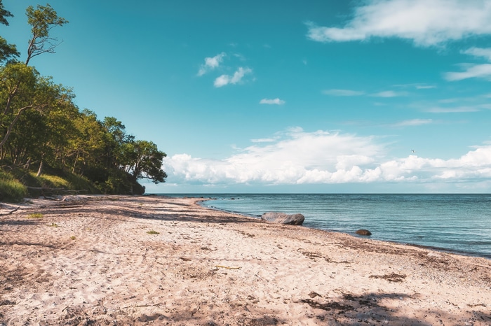 4K beach and sea landscape on Fehmarn, Germany