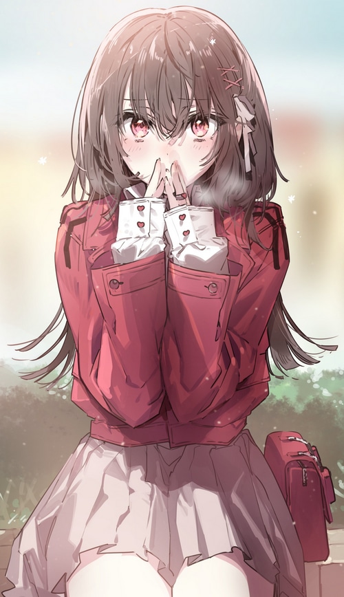 Kayo Hinazuki from Erased holding her hands to her face