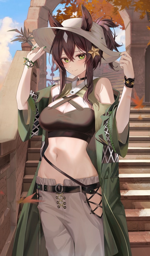 Ru Zhai (Meteor) from Arknights wearing a hat