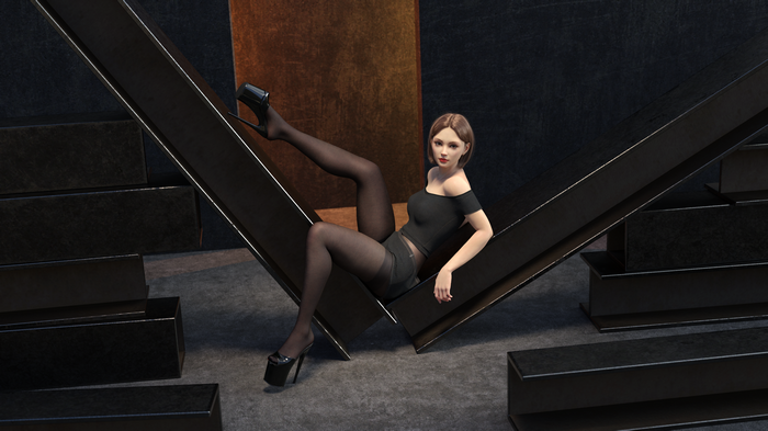 Fantasy girl in pantyhose and high heels
