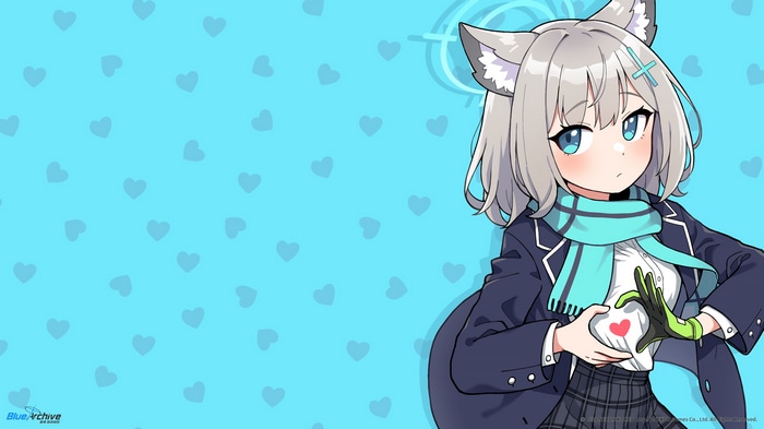 Shiroko from Blue Archive making a heart shape