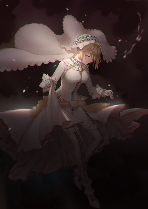 Saber Bride in a White Dress