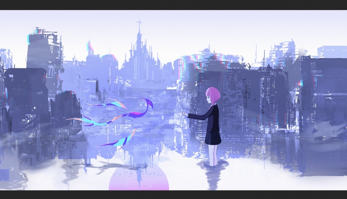 KAF and colorful ribbons in a flooded city