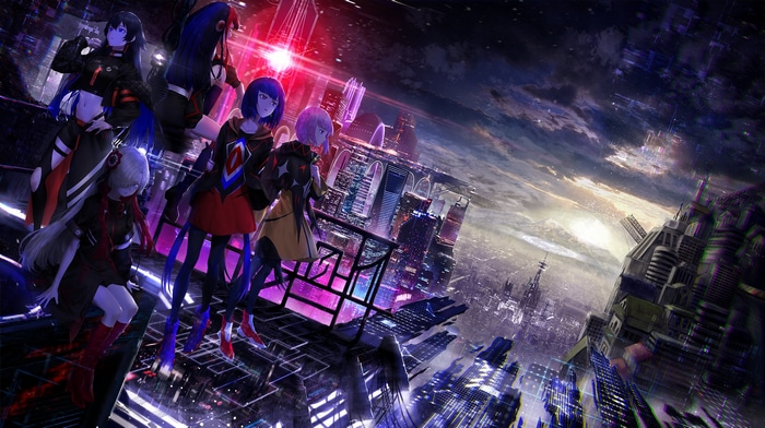 Virtual Youtubers in a Futuristic Cityscape