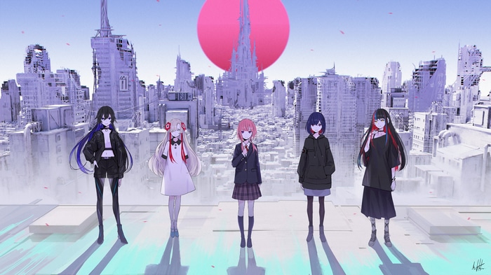 Virtual Witch Phenomenon characters in ruined city